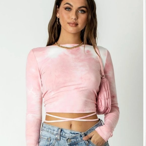 Princess Polly Tops - Princess Polly Jaden Tie Dye Cropped Top Pink